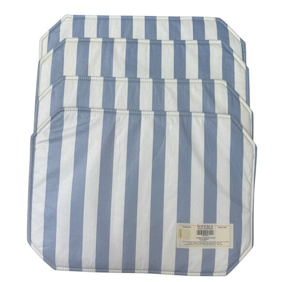Waverly Kismet Wedgewood 13x18 Reversible Placemats Blue Stripe Polka Dot Set of - Picture 1 of 6